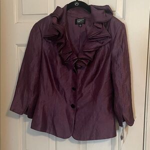 Adrianna Papell Plum Ruffled Blazer